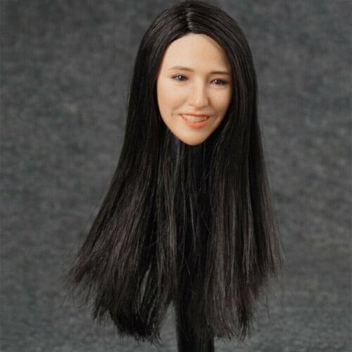 1/6 scale beautiful Asian girl with long hair head carving for 12 inch action figure Female Head Sculpt