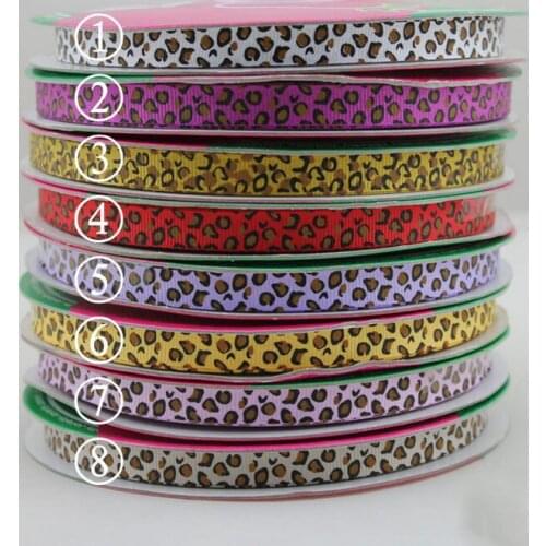 10mm Love Leopard Printed Grosgrain Ribbon Rope+50 Yds/roll DIY Jewelry Accessories HairBow Wedding Decoration Satin Ribbon Cord