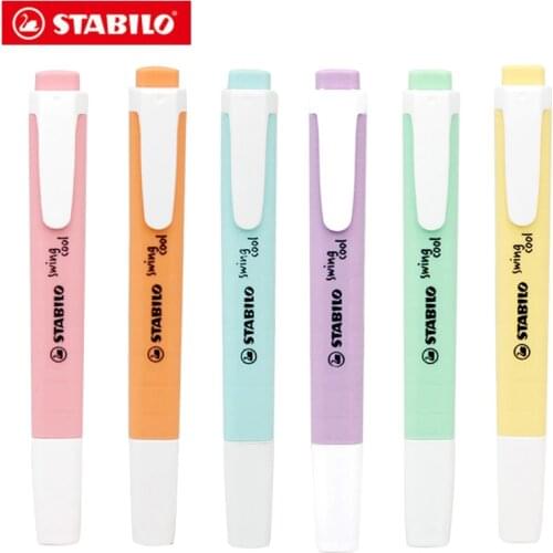 6pcs Germany STABILO COOL Macron color highlighter 275 portable cute student office marker marker is not easy to dry