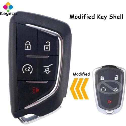KEYECU Modified Smart Remote Car Key Shell Case Cover With 5 Buttons Uncut Blade - FOB for Cadillac ATS CTS CT6 XTS 2017 - 2020