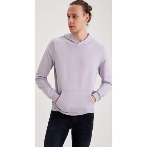 DeFacto Spring Man Hoodies & Sweatshirt Slim Fit Basic Sweatshirt with Hood Sportive Streetwear Male Fashion-S6697AZ21SP