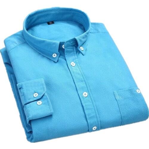 Mens shirt spring and autumn new slim corduroy shirt mens business casual shirt work professional wear shirt