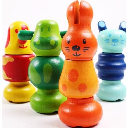 N017 Cute Screws Animal Dolls Nuts Disassembly Combination Toys Children Wooden Toys