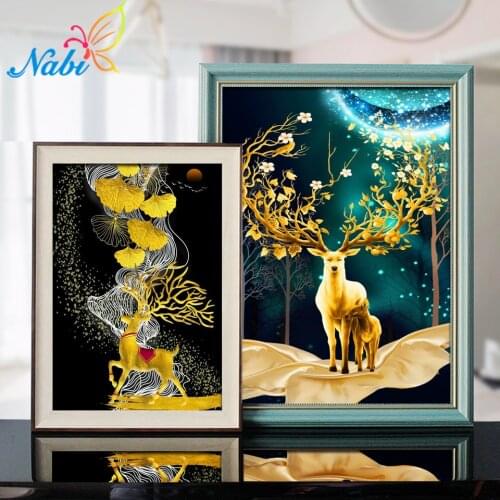 Nabi 5D DIY Cartoons Full Diamond Painting Deer Diamond Mosaic winter Diamond Embroidery Cross Stitch Home Decor Art