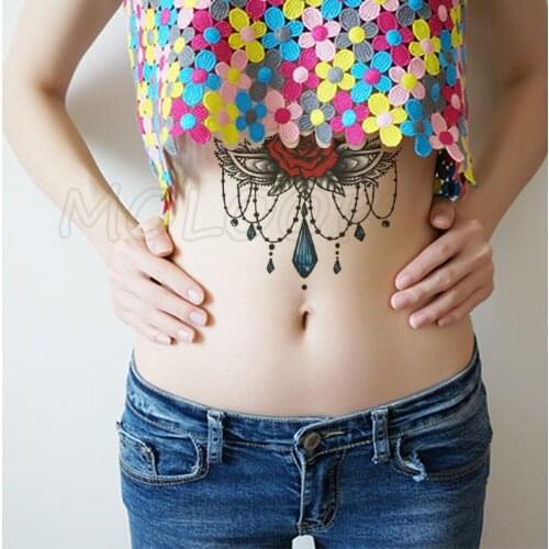 Tatoo Sticker Fake Tattoo Datura Mandala Flower Totem Diamond Waterproof Temporary Tatto Chest Back Leg Belly for Girl Woman