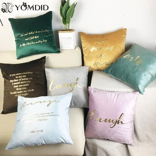 YOMDID Simple pillowcase velvet cushion cover print letter pillowcases 45*45 pillow cover for living room sofa throw home decor