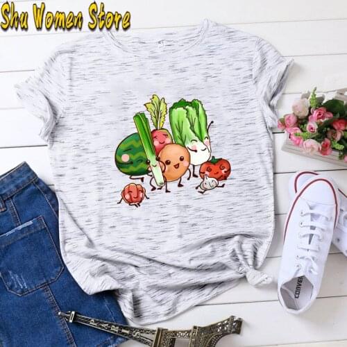 New Round Neck Vegetables Vegan Womens T-shirt Novelty Girl Tops Unisex Tshirt Girls Shirts Summer Casual Fashion