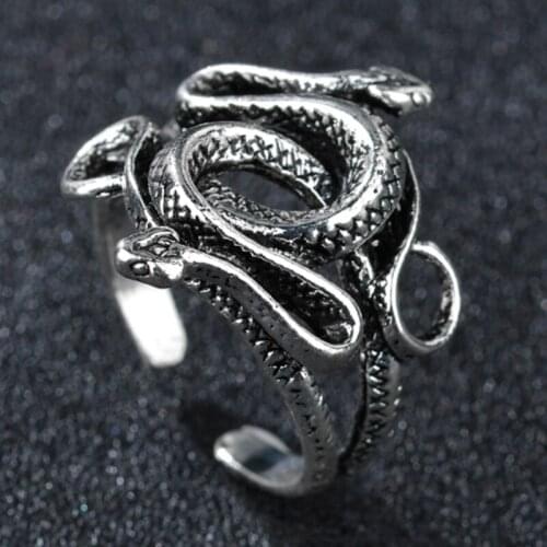 New Hot Selling Double Snake Ring Adjustable Opening Silvery Animal Ring Fashion Men And Women Hands Decorated Jewelry Gifts
