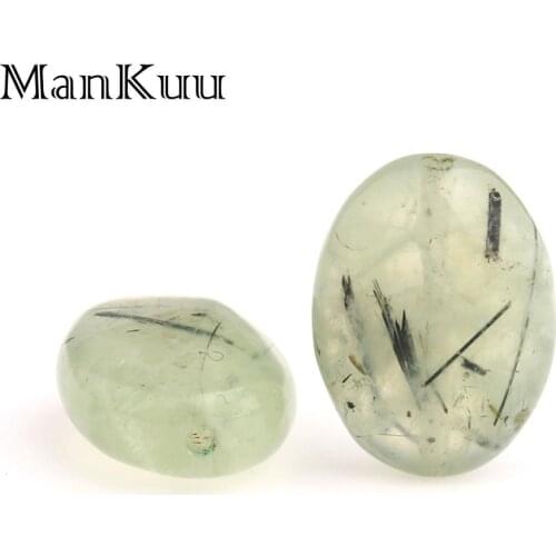 ManKuu 13*18mm Oval Perhnites Pale Green Crystal Beads Fresh Natural Stone Beads For Jewelry Making Wholesale Lot Bulk 10pcs/Lot