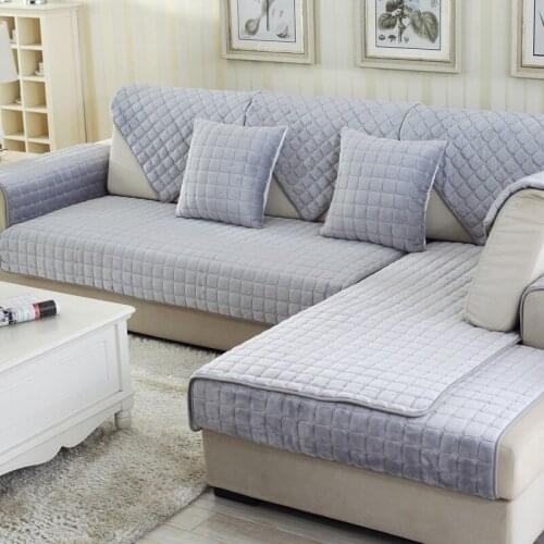 Thick Flannel Sofa Cushions Europe Modern Sofa Cover Fashion Plush Sofa Towel Solid Plaid Couch Covers Antiskid Soft funda sofa