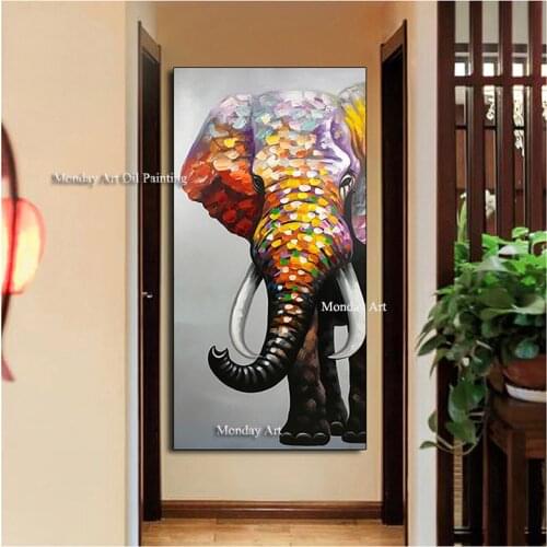 Profrossional aritist high quality Handpainted Elephant oil painting Wall Art animal Pictures On Canvas Home Decor For Bedroom