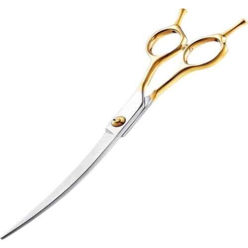 7.5 Inch Double Handed Japanese Stainless Steel 440C Professional UP Curved Hair Cutting Dog Grooming Scissors Shears