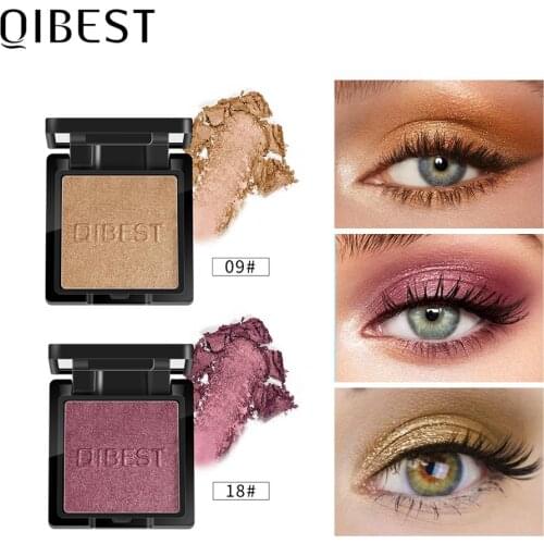 QIBEST Makeup Eyeshadow Pallete Shiny High Pigment 24 Colors Single Eye Shadow Palette Make up Long-lasting Cosmetic Eye Palette