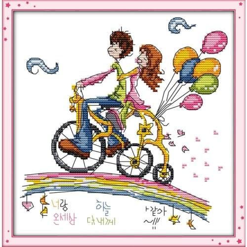 Rainbow travel cross stitch kit cartoon 14ct 11ct count print canvas stitches embroidery DIY handmade needlework plus