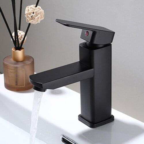 Basin Faucets Black Brass Basin Mixer Tap Bathroom Sink Faucet Hot and Cold Single Handle Single Hole Toilet Sink Water Crane