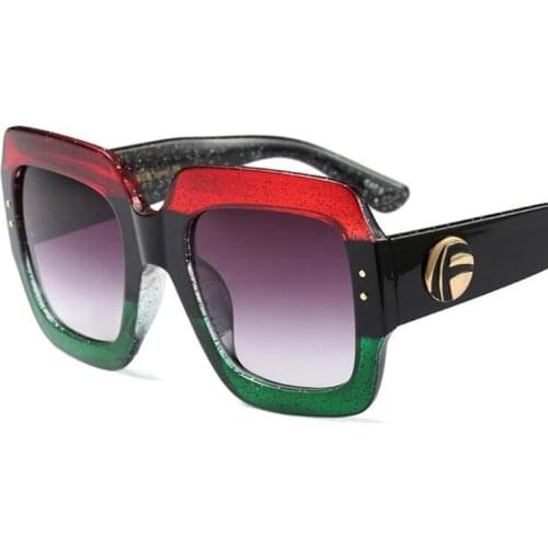 Luxury Italy Brand Oversized Square Sunglasses Women Retro Brand Designer Big Frame Sun Glasses Female Green Red oculos 2020