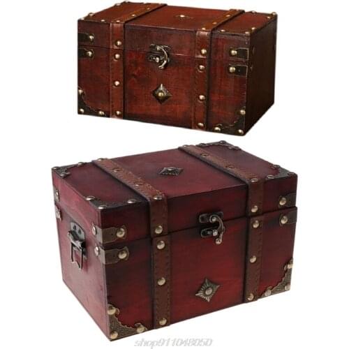 Treasure Chest Vintage Wooden Storage Box Antique Style Jewelry Organizer Jewelry Box Trinket Box home Mask box F18 21 Dropship
