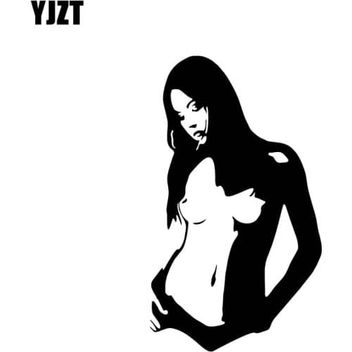 YJZT 8.5*14.7CM Sleepy Naked Sexy Girl Black/Silver Vinyl Decals Good Quality Covering The Body Fashion Popular Design C20-0343