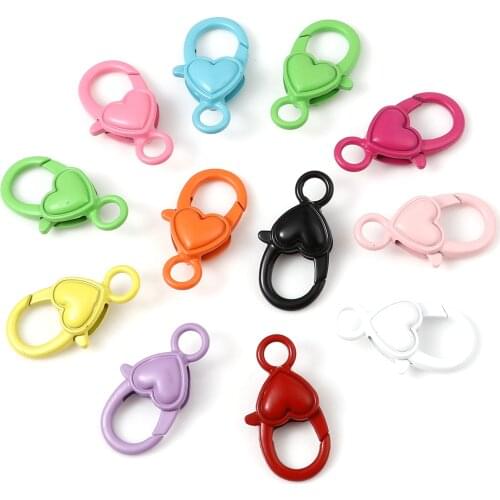 10 PCs Metal Heart Pattern Lobster Clasps Hooks For Necklace Bracelet Chain DIY Fashion Cute Hearts Clasp Hook Jewelry Finding