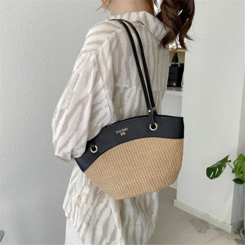 Womens Bag 2021 New Summer Straw Woven Shell Bag Popular Holiday Beach Bag Fashion One-Shoulder Handbag