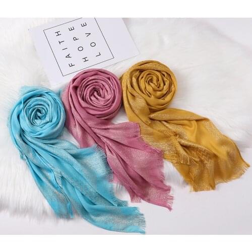 75*180CM New Malaysia Indonesia Scarf Tassel Gold Thread Scarf Cotton Scarf Female Baotou Latest Turban for Women Wholesale