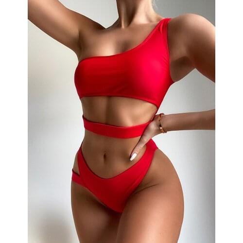 2021 Sexy One Piece Swimsuit Women Irregular Hollow Out Swimwear Female Bodysuit Swimsuit Monokini Bather Bathing Suit Swim Lady