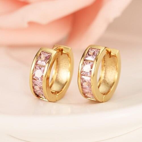 Gold Zircon stone Crystal Ear Earrings Trendy Elegant Women Wedding bridal Party Jewelry Earring girls charm jewelry gift