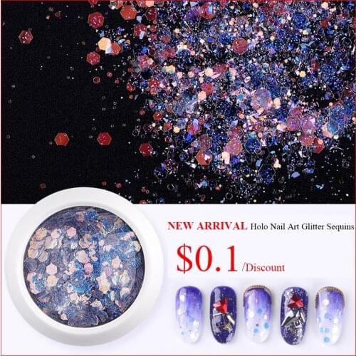 1pc Round Box Holographic Nail Glitter Sequins with Shiny Rainbow Colors for Manicure Nail Design Accessories