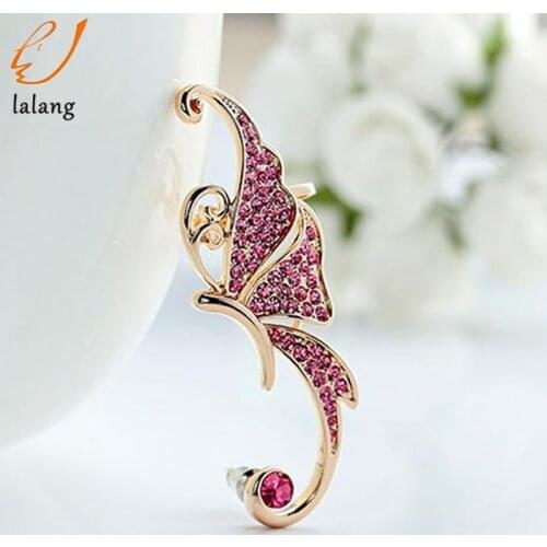 Womens Cute Crystal Butterfly Wings Ear Clip Clamp Earring Fashion Jewelry 1pc