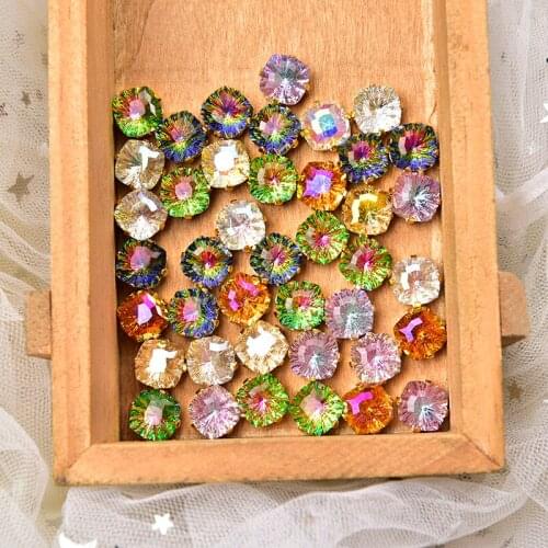 New Gorgeous 10Mm K9 Fat Square Sewing Strass Glass Crystal Gold Claw Rhinestone DIY Clothing Shoes Bags Accessories