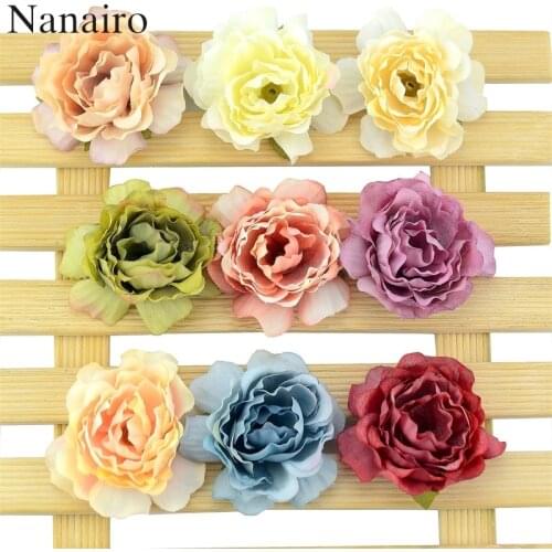 10pcs Oil Painting Materials Artificial Silk Rose Flowers Heads European Fall Vivid Cheap Carnation Fake Wedding Home Decoration