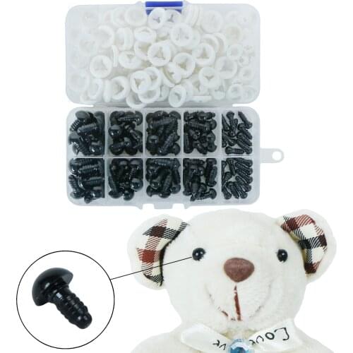 100pcs 6-12mm Black Plastic Crafts Doll Safety Eyes Bear for Plush Toys Stuffed Toys Doll Amigurumi Puppet DIY Accessories