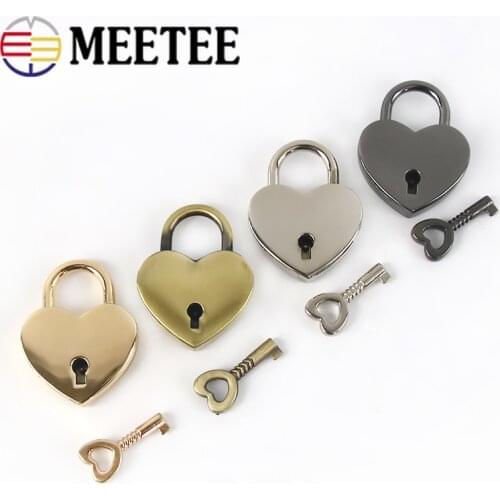 2/5pcs Meetee Heart Shape Buckle Metal Clasp Turn Lock Twist Locks with Key DIY Women Handbag Bag Purse Part Gifts Accessory