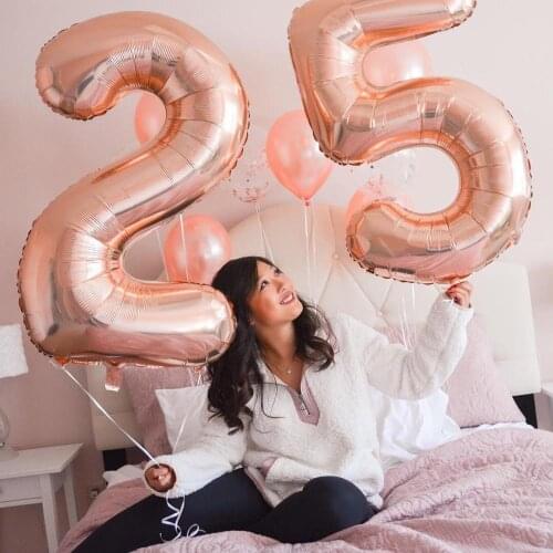 2pcs 32/40 inch Rose Gold Number Foil Helium Balloons Congratulate18 20 25 30 50 Years Old Adult Birthday Party Decor Supplies