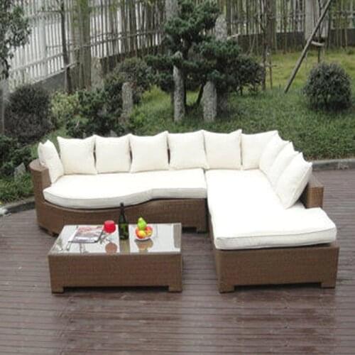 3-pcs Home Lounge Sofa With Pillow , Synthetic Rattan Sleeper Sofa Bed