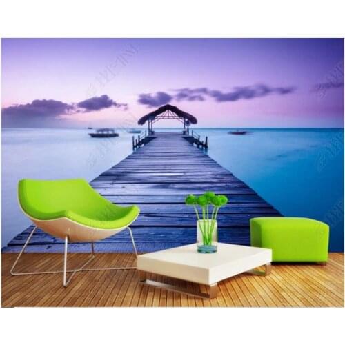 Custom mural 3d photo wallpaper Maldives wooden bridge seascape at dusk home decor living room wallpaper for walls 3 d