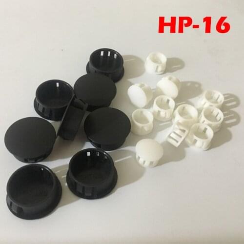 50pcs HP-16 16MM Diameter Black White Nylon Plastic Diameter End Cap Grommet Push Locking Button Cover Panel Drill Hole Plug