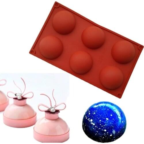 6 Holes Half Sphere Silicone Cake Mould Fondant Kitchen Bakeware Cupcake Baking Tray Mousse Cake Mold Muffin Pan