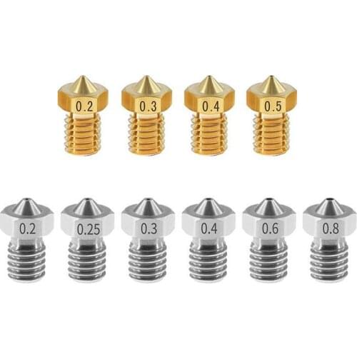 3D Printer Accessories V5 V6 Nozzle 1.75mm Nozzles 0.2 0.25 0.3 0.4 0.5mm for 1.75mm filamnet Full Metal E3D
