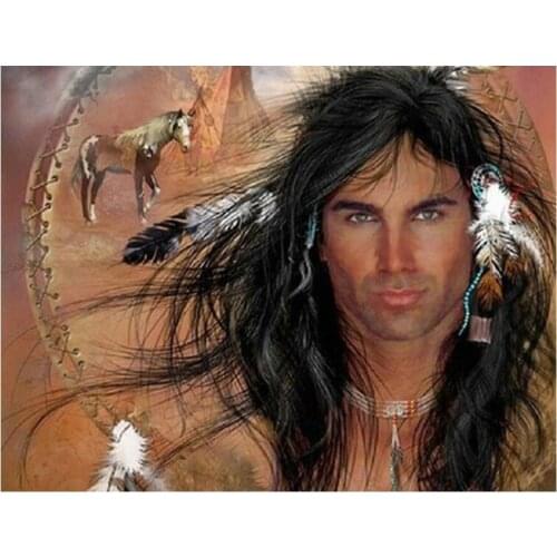 DIY Diamond Embroidery Indian man 5D Diamond Painting Horse Cross Stitch Kit For Living Room Needlework Set Embroidery beaded