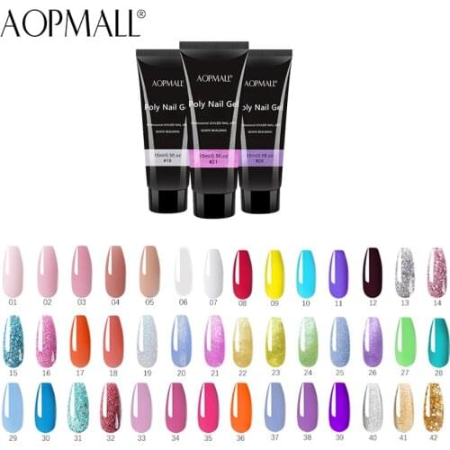 AOPMALL® 42Colors UV/LED 15ml Glitter Shimmer Poly Nail Gel For Nails Art Painting Extension Gel Nail Art Enamel