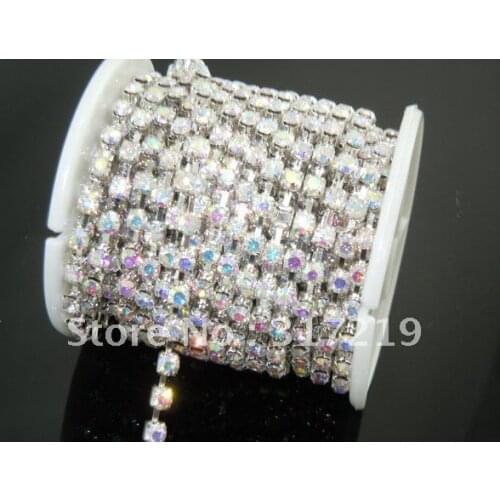 Free Shipping! SS18 20Yard Per Roll Crystal Rhinestone Cup Chain Crystal AB Colour !2012 Rhinestone Chain