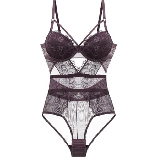 Shapewear Bodysuit Sexy Women Lingerie Strappy Cup Hollow Out Back Push Up Padded Cup Underwired Cotton Crotch Womens Shaper