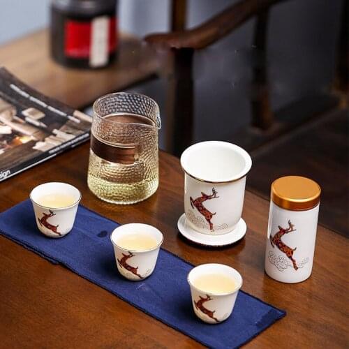 Water bottle Travel Bag Chinese Tea set Glass teapot teacups fair mug tea sets ceramic fot gift puer Drinkware