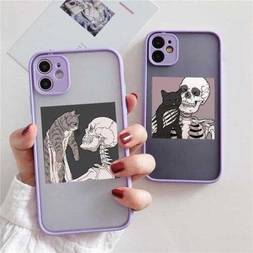Funny Cute Skeleton Phone Case For iPhone 12 11 Pro Max 7 8 Plus 12 Mini XS Max X XR SE 2020 Bumper Shockproof Transparent Cover