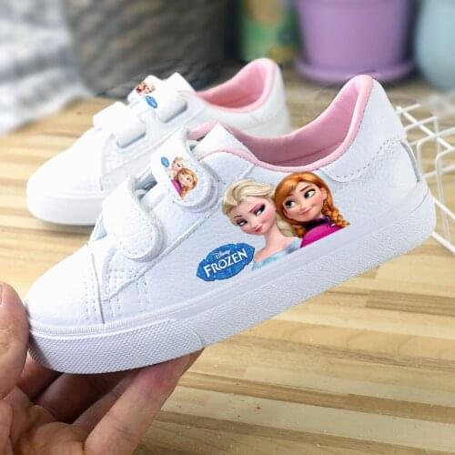 Disney childrens shoes low-cut pu sneakers student Korean frozen elsa single shoes female princess baby shoes