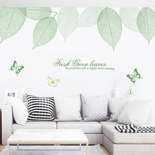 DIY 3D Green Leaf Modern Home Decor Vinyl Wall Sticker Tree Flower TV Wall Bedroom Bathroom Decoration Poster Wallpaper