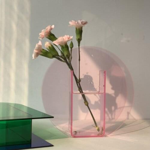 Decor Home Acrylic Vase Flower Arrangement Bottle Transparent Flower Vase Decoration Living Room Bedroom Desktop Accessories