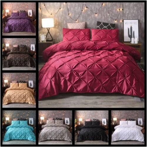 Home Textile Enamel Plain Solid Color Quilt Cover bedding Duvet Cover Pillowcase Set King Queen Full Twin Size Home Decoration