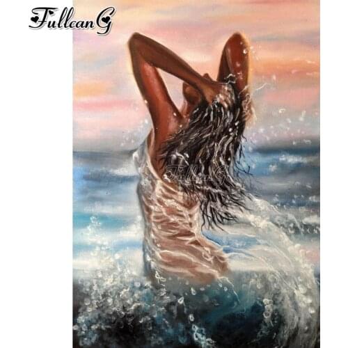 FULLCANG Sexy woman 5d diy diamond painting cross stitch full square round drill rhinestone embroidery kits wall decor FG0203